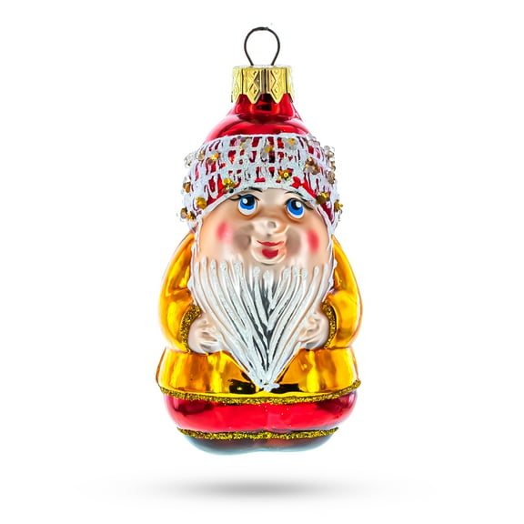 Chubby Gnome Glass Christmas Ornament