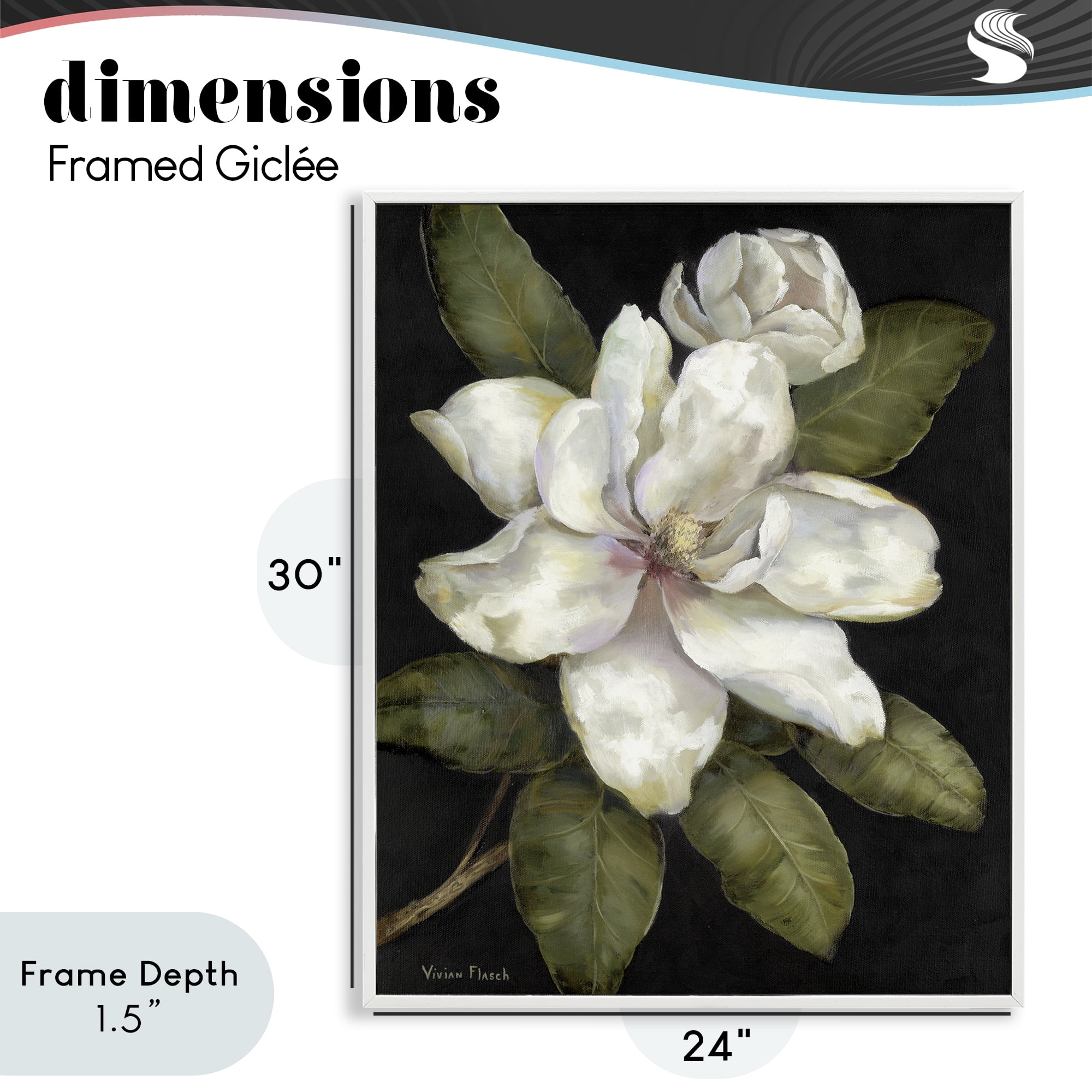 Stupell Industries Budding Magnolia Blooms White Framed Giclee Art, design by Nan