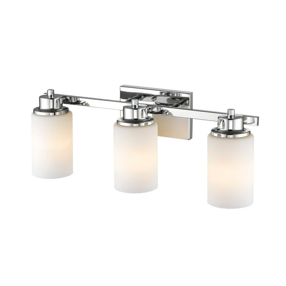 RADIANCE Goods Contemporary 3 Light Chrome Finish Bath Vanity Light Etched White Glass 22" Wide