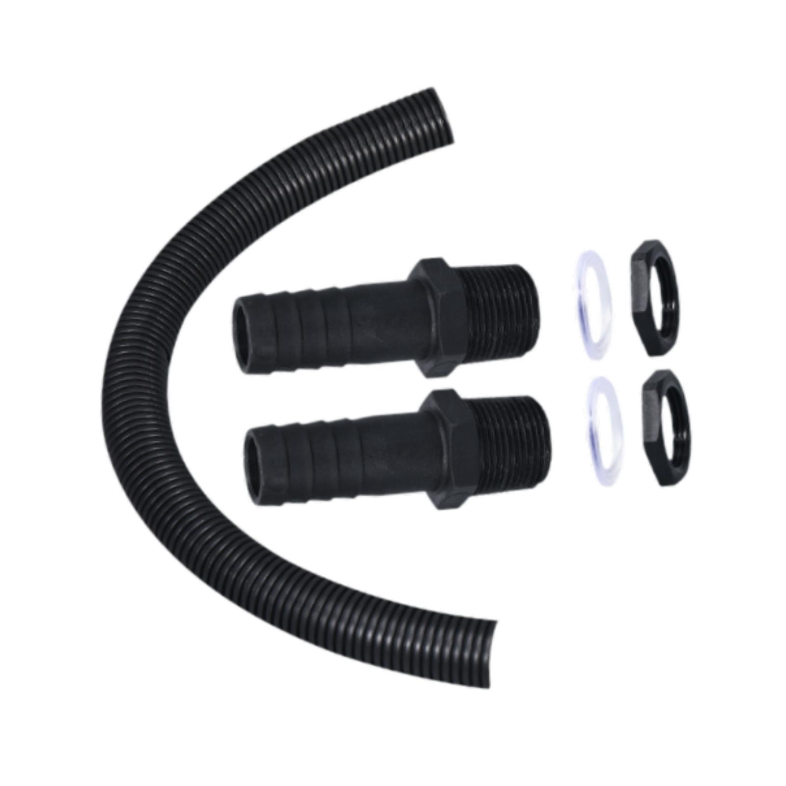 oshhni Rain Barrel Connector Kit Balcony Water Storage Tanks Joining Lawn with Hose Black