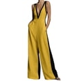 thumbnail image 2 of Sokhug Women Sleeveless Wide Leg Jumpsuit Deep V Neck Contrast Binding with Pocket Elegant Formal Casual Full Length Romper, 2 of 6
