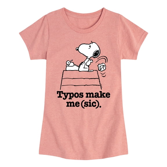 Peanuts - Snoopy Typos Make Me Sic - Toddler & Youth Girls Short Sleeve Graphic T-Shirt