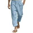 thumbnail image 2 of Men's Summer Casual Elastic Waist Straight Leg Breathable Pants with Pockets, 2 of 5