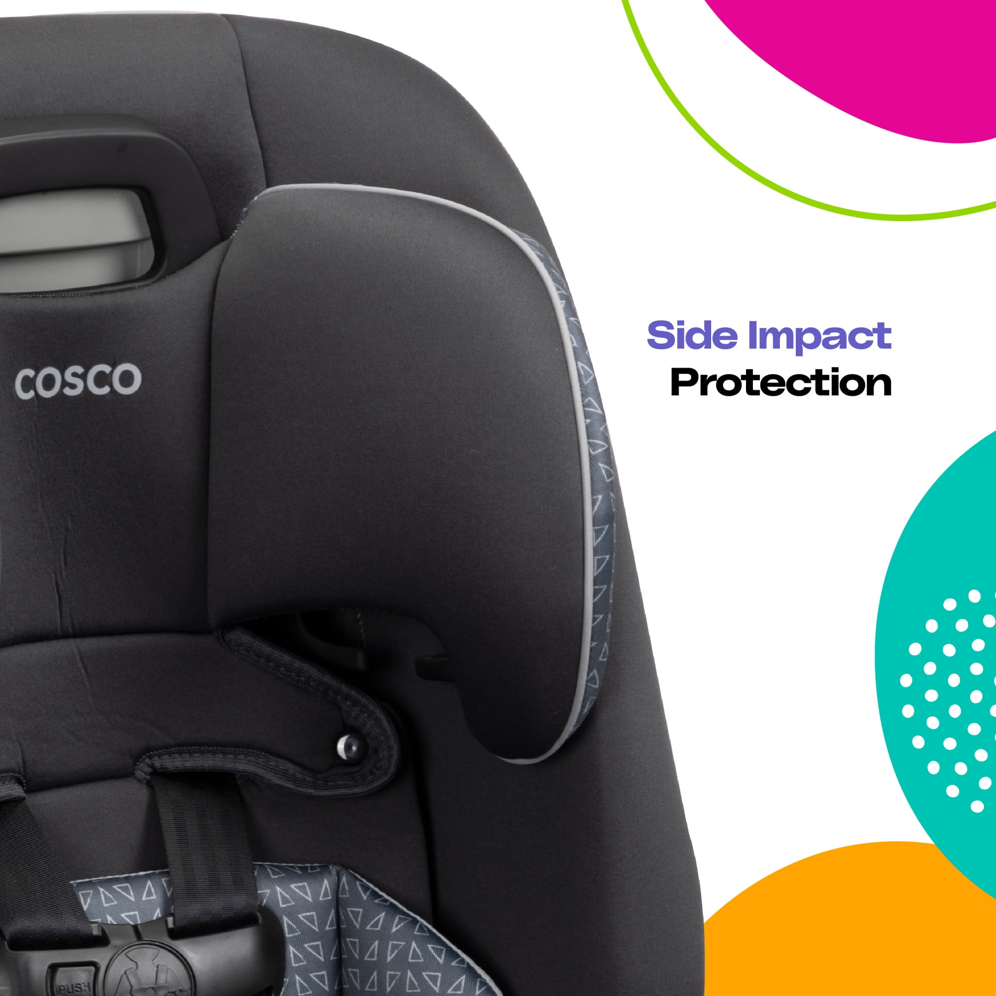 (3 pack) Cosco Kids Easy Elite Slim All-in-One Convertible Car Seat, Grey Glphys, Unisex