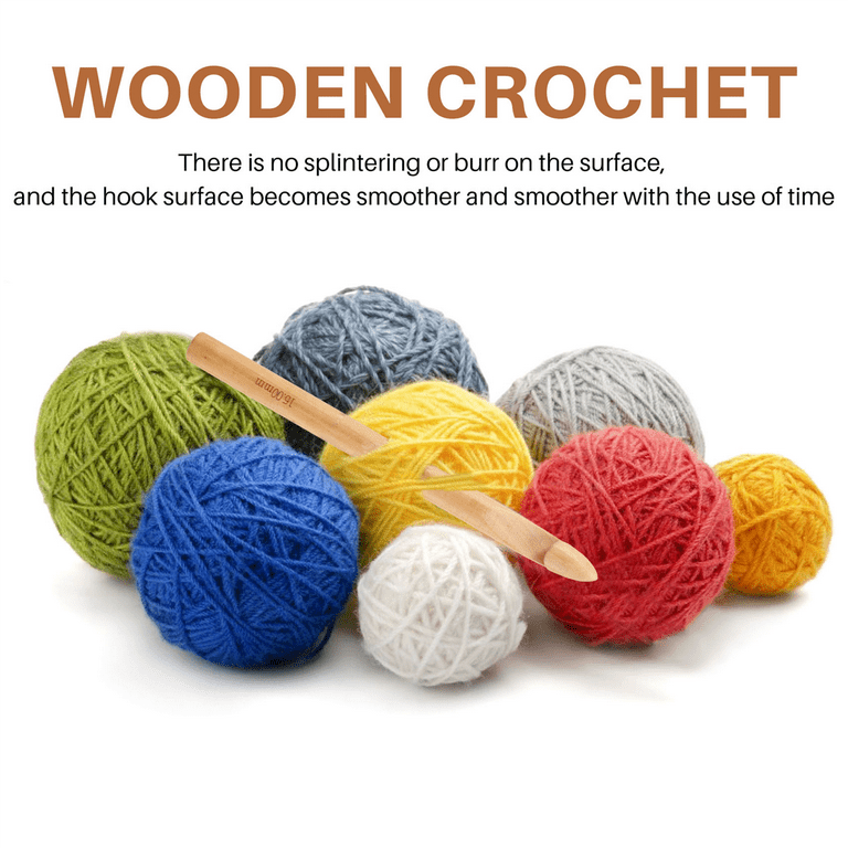 Crochet Hooks 15mm 20mm 25mm 30mm Wooden Crochet Hook Set for Chunky Yarn,  Crocheting Huge Crochet Hooks