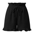 thumbnail image 4 of DHFJKG Women's Shorts 2026 Summer Casual Cute Ruffle Hem Shorts Comfy Elastic Drawstring Solid Color With Pockets Beach Stylish Bottoms, 4 of 5