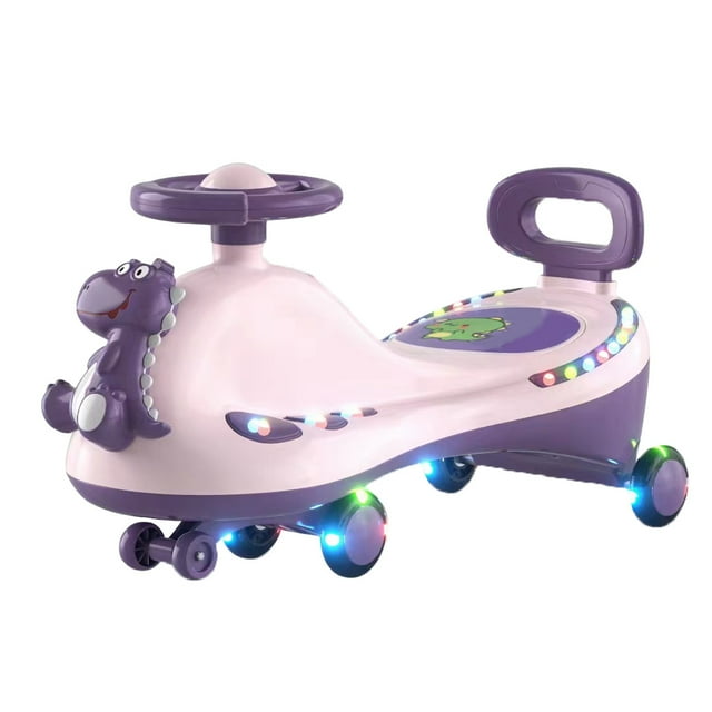 Jouet Voiture à Chevaucher Wiggle, Voiture à Balancement avec Roues à DEL Clignotantes, Sans Piles Engrenages Pédales, Utiliser Rotation Pivotement Aller Silencieux Musique Effet de Lumière Jouet à Chevaucher d'Extérieur pour 3 Ans et Plus