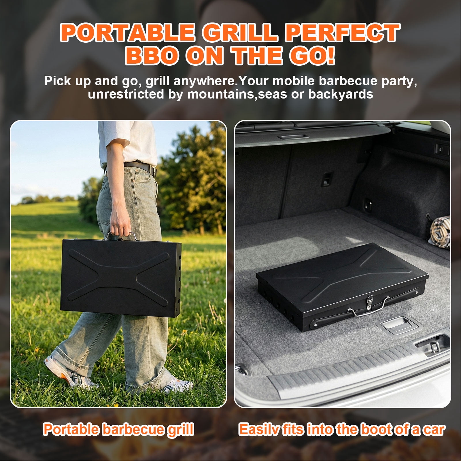 Eurhowing 15 Inch Portable Charcoal Grill, Heavy Duty Outdoor BBQ Grill, Tabletop Charcoal Barbecue for Camping, Tailgating & Picnic