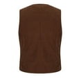 thumbnail image 4 of qolati Mens Corduroy Suit Vest Slim Fit V Neck Button Down Blazers Vest Vintage Waistcoat Western Cowboy Sleeveless Jackets Party Wedding, 4 of 6