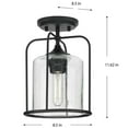 thumbnail image 4 of Watch Hill Collection One-Light Textured Black Clear Seeded Glass Farmhouse Semi-Flush Light, 4 of 5