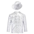 thumbnail image 2 of LiiYii Wedding Party Blazer for Boys Formal Jacket Tops Stylish Suit Sequin Dress Coat for Banquet Silver 10, 2 of 6