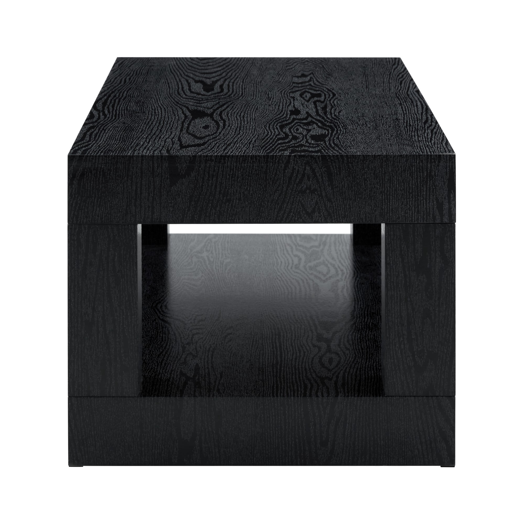 Alvantor 40-Inch Black 2-Tier Coffee Table with Open Shelf