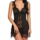 thumbnail image 1 of Gibobby Conjunto de lencería Sexy Lencería para mujer, enterizo de peluche con entrepierna a presión(Negro, XG), 1 of 4