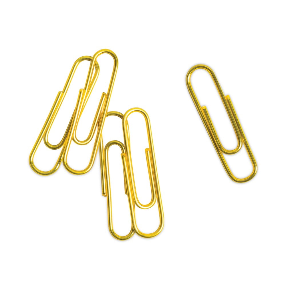 U Brands 3619U06-24 Vinyl-Coated Paper Clips - Gold/Medium (200 Clips/Box, 5 Boxes/Pack)