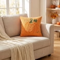 thumbnail image 4 of Halloween Fall Pillow Covers 3D Pumpkin Embroidered Throw Pillow Cover Soft Corduroy Decorative Square Cushion Cover Sofa Couch Bedroom Thanksgiving Home Decor,1pack, 4 of 5