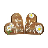 dajkiuy 2 Pcs Rustic Wood Home Sign Farmhouse Love Wooden Heart Shaped Table Centerpiece Valentines Day Decoration for Home Kitchen Living Room Dining Room Table Decoration (Love Style)