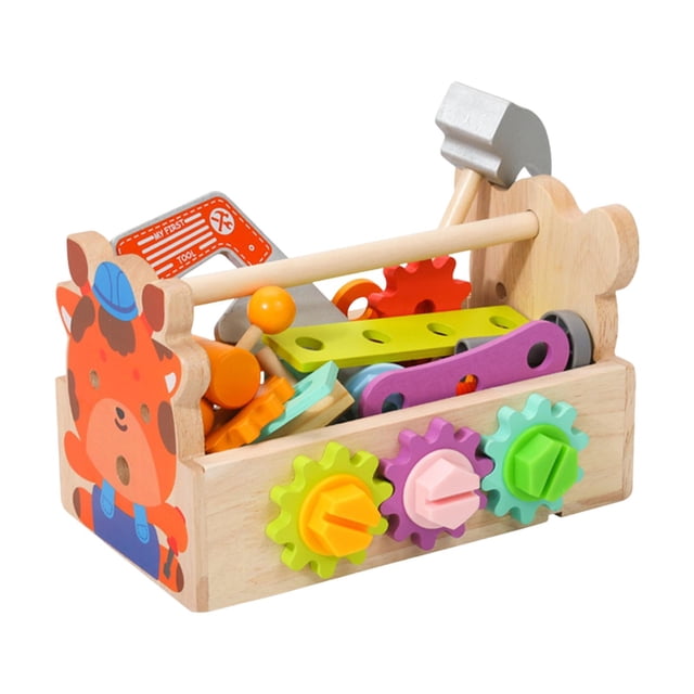 Juego de herramientas de madera para niños, juguete de tornillos, juego de simulación, juguete de construcción, juego de juguetes de construcción para