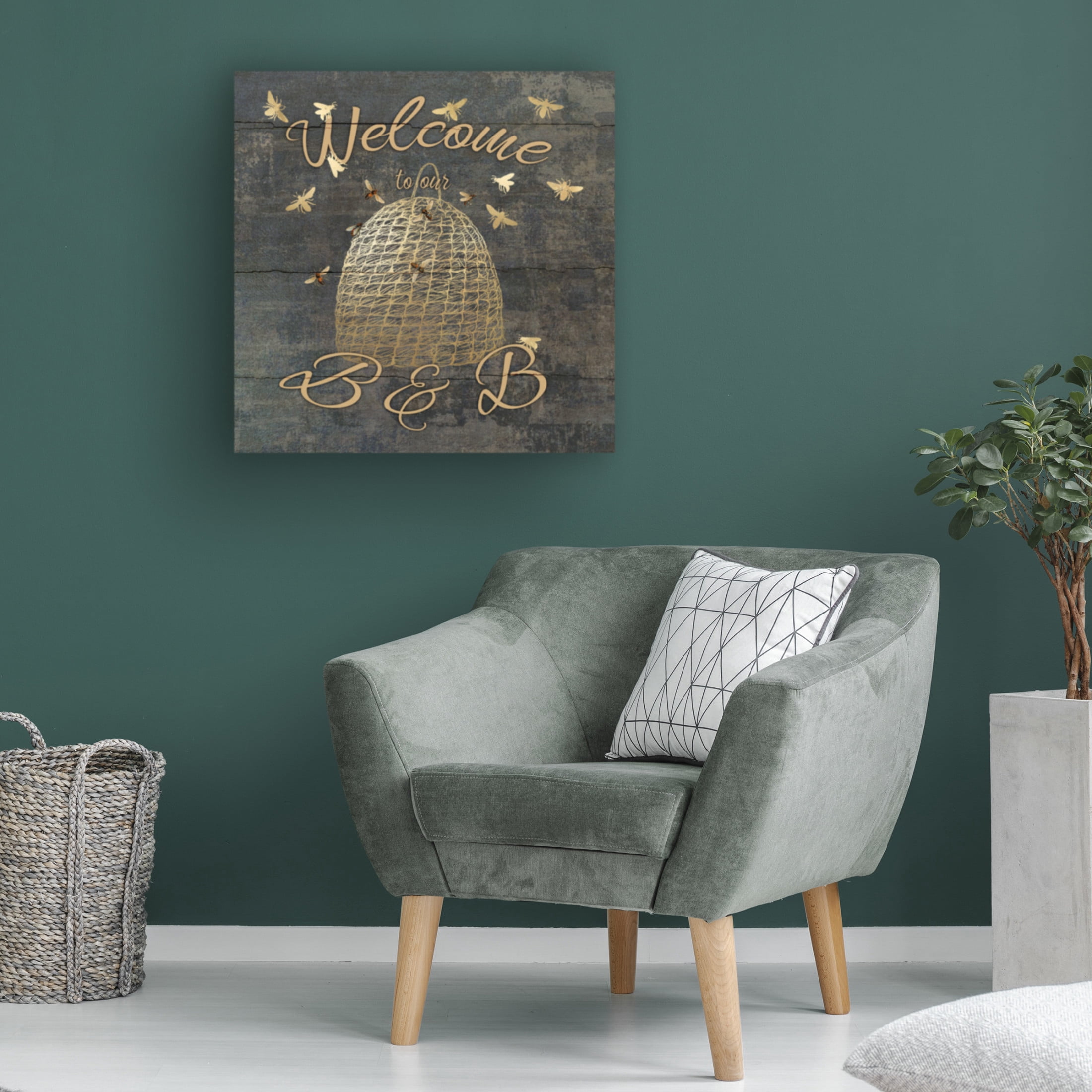 Canvas Wall Art - Cora Niele 'Welcome to our B and B' Wall Art for Living Room, Bedroom, or Office Décor by Trademark Fine Art - 24 x 24 Inches