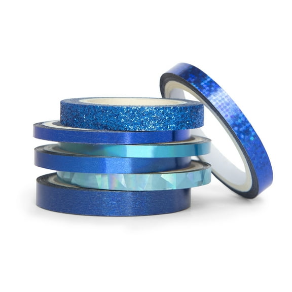 Blue Foil & Glitter Crafting Tape Set by Recollections - Sparkling Adhesive Washi Tape for Scrapbooking - Journaling - Cardmaking & DIY Crafts - 7 Rolls