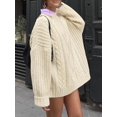 thumbnail image 3 of Women's Crewneck Oversized Pullover 2023 Fall Cable Knit Long Sleeve Chunky Short Sweaters Dresses, 3 of 6