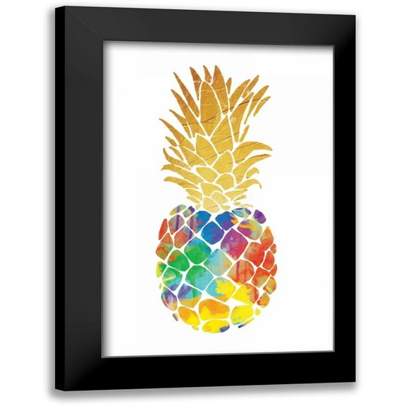 OnRei 11x14 Black Modern Framed Museum Art Print Titled - Gold Leaf Pineapple Mate