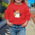 thumbnail image 2 of Gunia Kids Boy Girl Halloween Ghost Sweatshirts Cute Graphic Long Sleeve Crewneck Pullover Casual Top For Fall Winter School Comfortable Soft Clothes Red 7-8 Years, 2 of 4