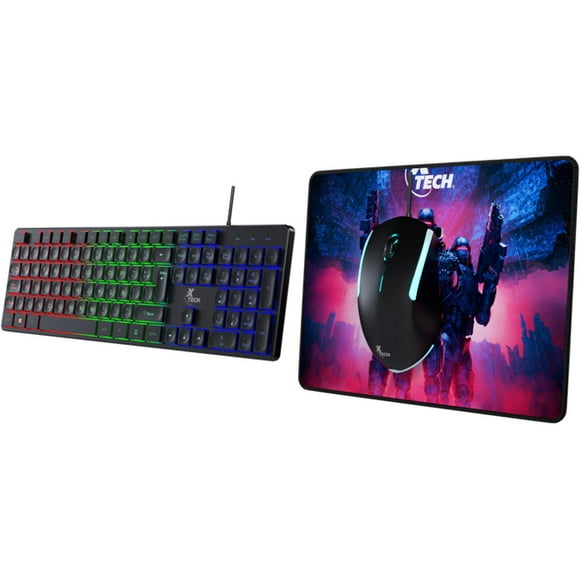 KIT Gamer 3 en 1 XTECH Hasha Teclado Mouse Mouse Pad Español 1200DPI LED USB XTK-535S