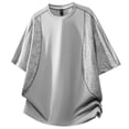 thumbnail image 5 of DeHolifer Men's Swim Shirts Rash Guard Solid Color Short Sleeve Breathable Tees Tops Fishing Tops for Surfing Gray 5XL, 5 of 5