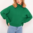 thumbnail image 1 of Pull pour Femmes Couleur Unie Pulls pour Femmes Mode Col Haut Pull Tricoté Grand Col Rond Haut Tricoté, 1 of 5