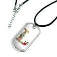 thumbnail image 2 of Letter L Floral Monogram Initial Military Dog Tag Pendant Necklace with Cord, 2 of 5