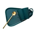 thumbnail image 4 of Juego de tazas de cerámica, taza de cerámica con platillo y cuchara, plato creativo para té, desayuno, postre, taza de café para leche, cereales, verde, 4 of 10