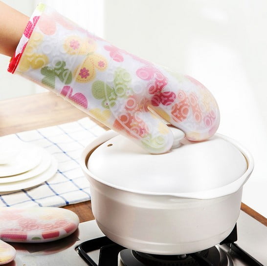 Silicone Kitchen Glove Oven Pot Holder Heat Resistant Baking Mit BBQ Dlqq H3P4