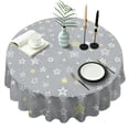 thumbnail image 1 of Five-Stars Grey Round Table Cloth,Wrinkle Free Table Cover with Polyester,Waterproof Reusable Round Table Clothes for Kitchen Picnic Party (Round,60x60inch), 1 of 6