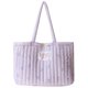 thumbnail image 1 of A-2115# Bolso mano versátil floral gran capacidad algodón con plumón para mujer (Púrpura L) Púrpura, 1 of 6