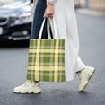 thumbnail image 2 of DouZhe Reusable Grocery Bags, Green White Christmas Plaid Lightweight Polyester Canvas Cloth Tote Bag for Travle Gym Shopping School, 15" x 16", 2 of 7