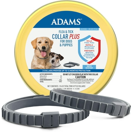 2 Pack - Adams Flea & Tick Collar Plus for Dogs & Puppies, 2 Pack - One Size