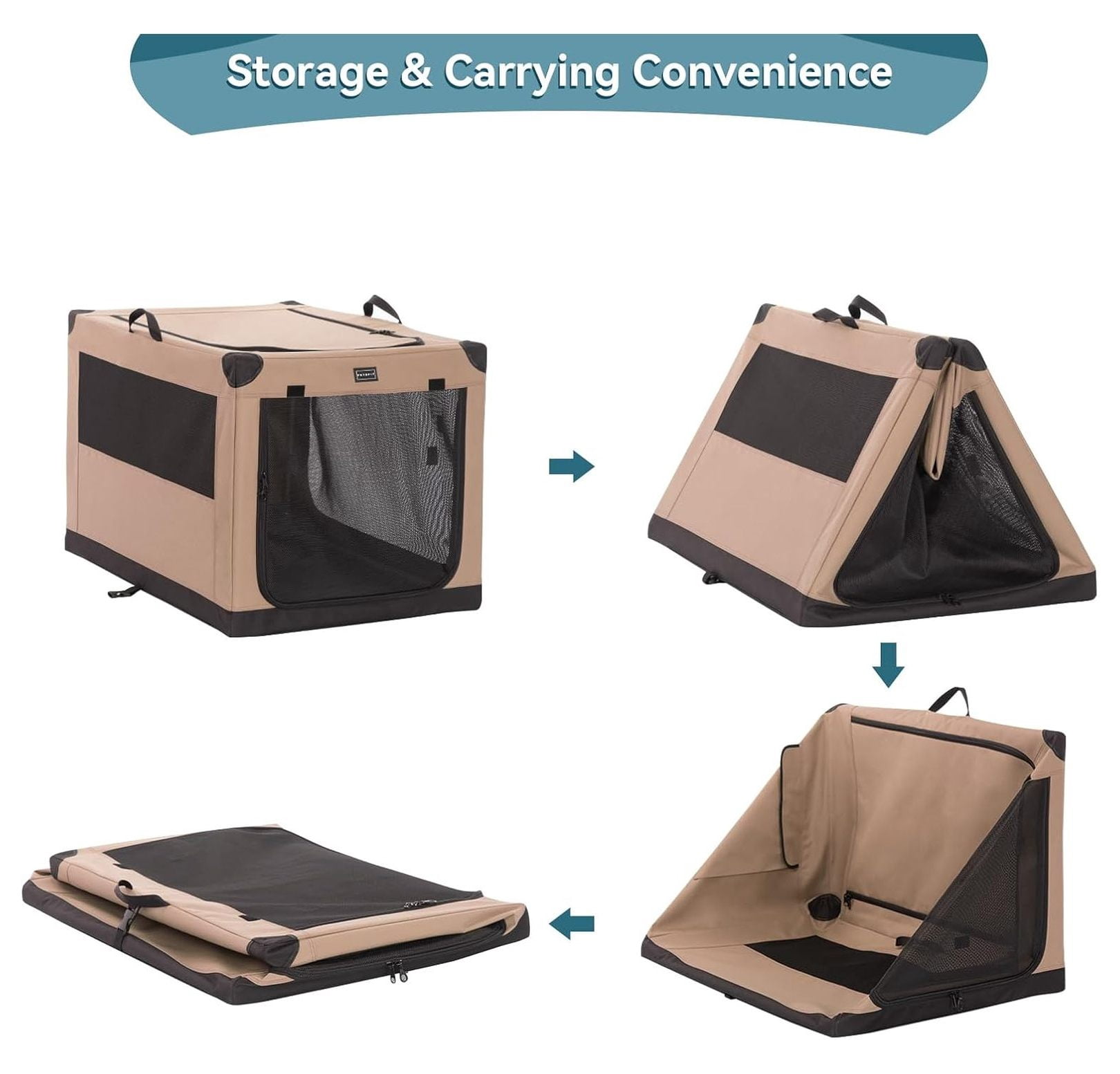 Portable Dog Crate, with Patented Adjustable Fabric Cover, Chewproof & Lockable Mesh Doors, Waterproof Base Collapsible Kennel 30 Inch