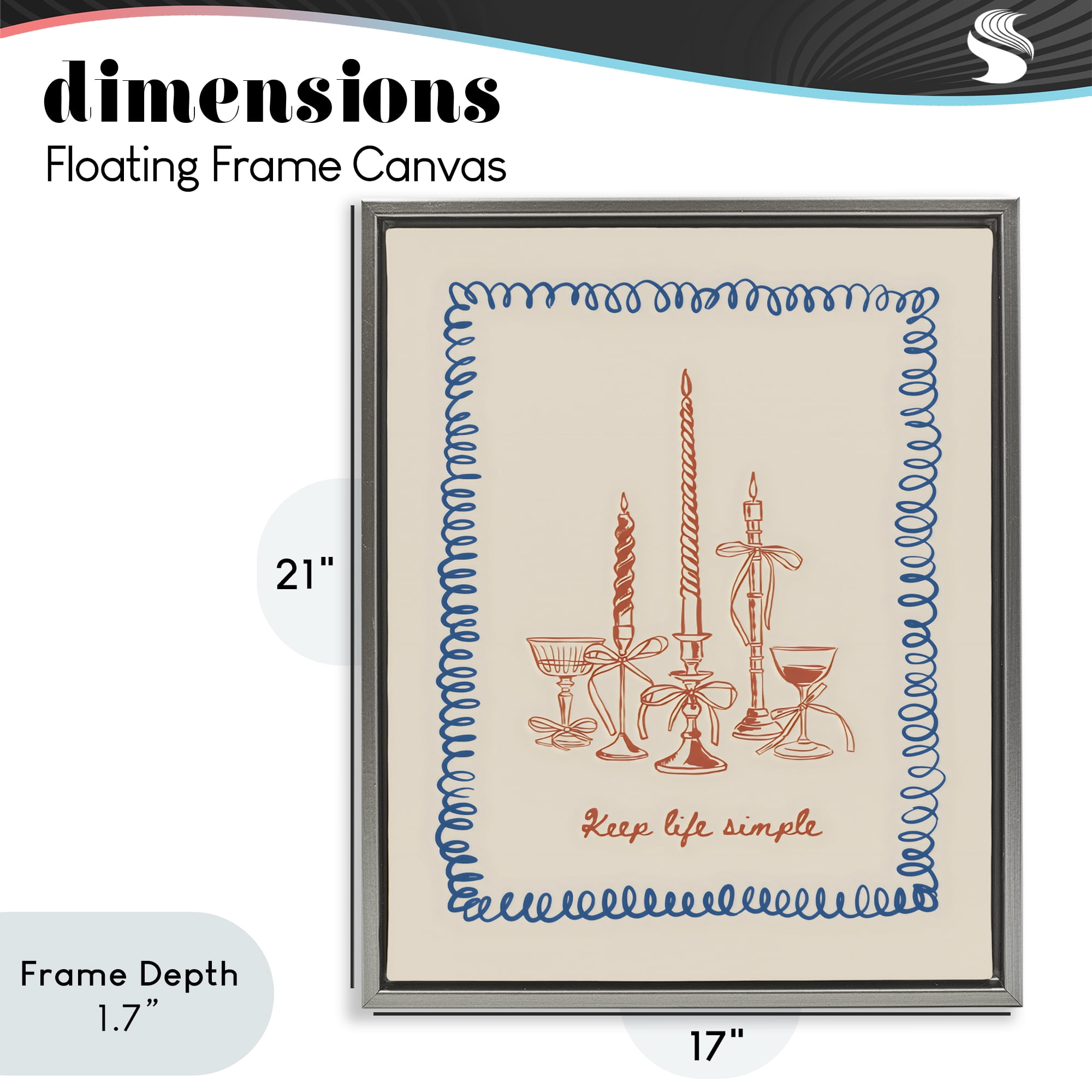 Stupell Industries Keep Life Simple Candles Gray Framed Floater Canvas Wall Art, design by The Prints Vibe