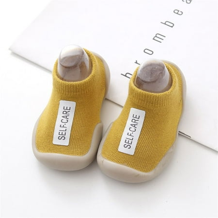 

NEW Toddler Baby Girl Pre-Walker Shoes Walking Shoes Anti-slip Slippers Socks YELLOW 18-24M
