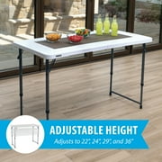 Lifetime 4-Foot Height-Adjustable Fold-In-Half Table, White Granite