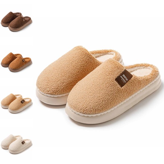 GPOECD Women's Slippers Cozy Indoor Thickened Fleece Warm Footwear for Couples Cold Weather Comfort House Slippers