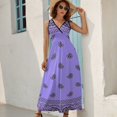 thumbnail image 5 of Purple Paisley Bandana Pattern Womens Night Club Maxi Dress V Neck Sleeveless Bohemia Long Dresses, 5 of 9