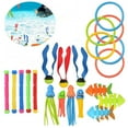thumbnail image 2 of 22-Piece ABS Dive Toy Set with 4 Rings, 4 Torpedoes, 3 Water Plants, 3 Long Rods & 8 Diamonds – Colorful Swimming Training Tools for Kids, Sinkable Pool Toys for Beach/Party, Includes Self-Sealing, 2 of 5
