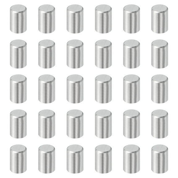 30Pcs 6mm x 10mm Dowel Pins, 304 Stainless Steel Shelf Support Peg Pin, Silver