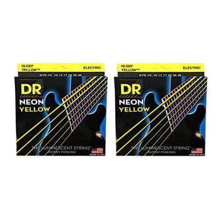 DR Strings Guitar Strings 2 Pack Electric Neon Yellow 10-46 Medium