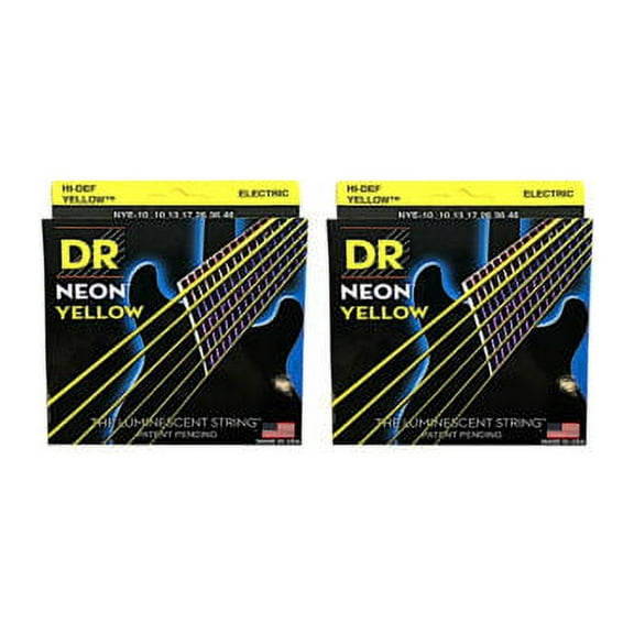 DR Strings Guitar Strings 2 Pack Electric Neon Yellow 10-46 Medium