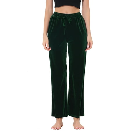 

cheibear Women s Pajama Bottoms Velvet Sleepwear Trousers Wide Leg Lounge Pants