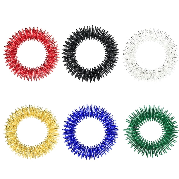 6 anillos sensoriales con púas para los dedos, anillos de masaje de acupresión para los dedos, alivia el estrés, mini masajeador de dedos reutilizable