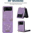 thumbnail image 2 of for Samsung Galaxy Z Flip 3 Crossbody Wallet Case for Women, Bling Glitter PU Leather Phone Case with Card Holder Cover for Samsung Galaxy Z Flip 3 SZ Purple, 2 of 18