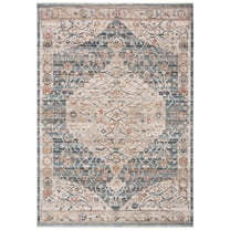 SAFAVIEH Kenitra Jermaine Oriental Polyester Area Rug, Blue/Ivory, 9' x 12'